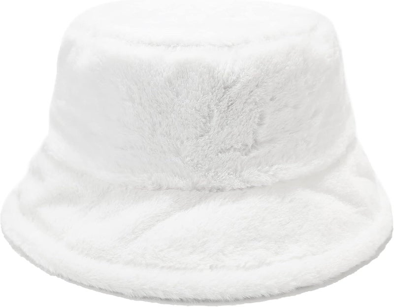 Umeepar Winter Faux Fur Fuzzy Bucket Hat Fluffy Warm Hat for Women Men - Image 1